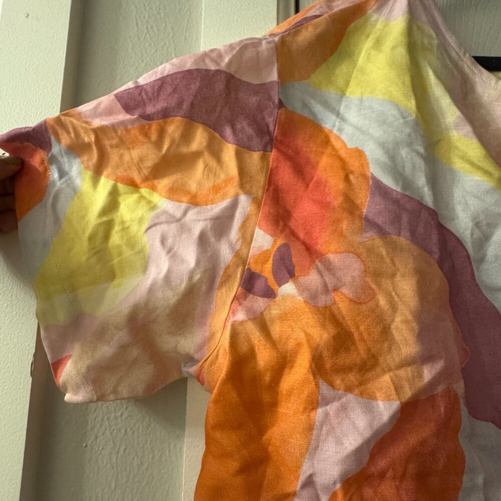 🎨 Linen Blend Abstract Print Button-Front Top | XXL | NWT - Picture 3 of 9
